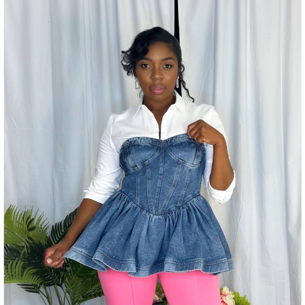 Denim Sweetheart  Corset Top